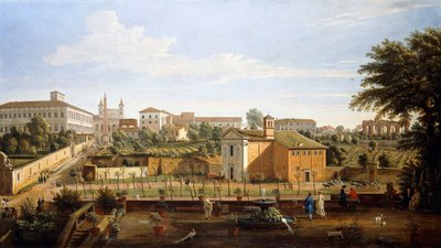 La chiesa dei SS. Marcellino e Pietro, dalla Vigna Ciccolini da Gaspar van Wittel