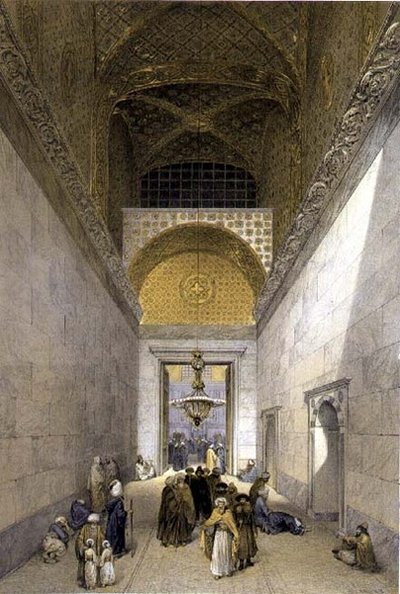Haghia Sophia, tavola 1: ingresso principale alla moschea, inciso da Louis Haghe pubblicato 1852 da Gaspard (after) Fossati