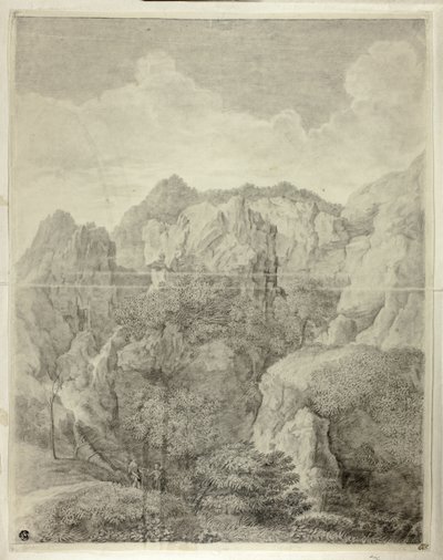 Paesaggio montano con due figure in primo piano da Gaspard Dughet