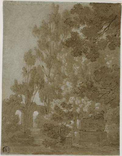 Veduta degli archi diroccati e della tomba di Villa Borghese da Gaspard Dughet