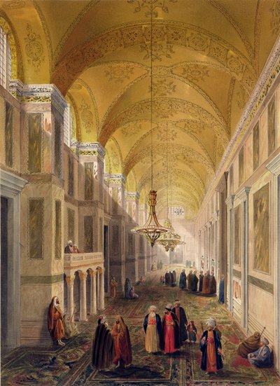 Haghia Sophia, tavola 2: il nartece, inciso da Louis Haghe (1806-85) pubblicato 1852 da Gaspard Fossati