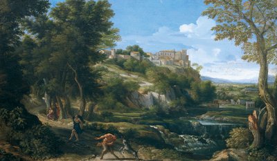 Paesaggio con fauno danzante e ninfa 1667 - 1668 da Gaspard Poussin Dughet