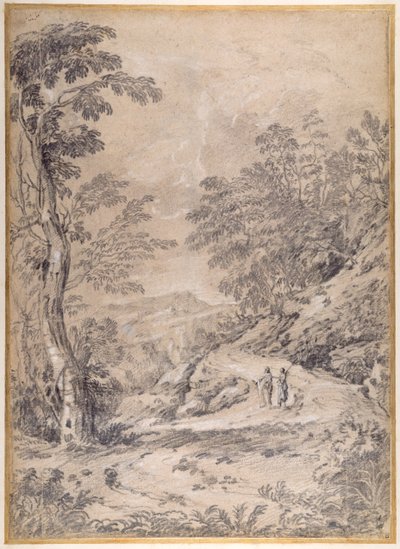 Strada di montagna che si snoda attraverso boschi e rocce da Gaspard Poussin Dughet