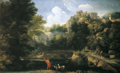 Paesaggio fluviale con pastore da Gaspard Poussin Dughet