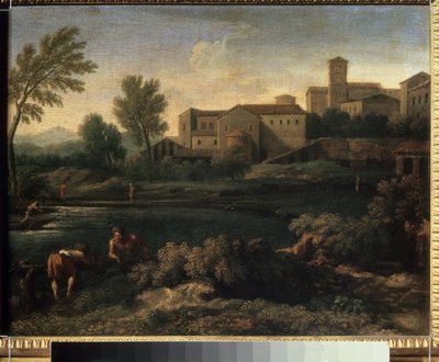 Veduta di una città nella regione del Lazio vicino a Roma da Gaspard Poussin Dughet