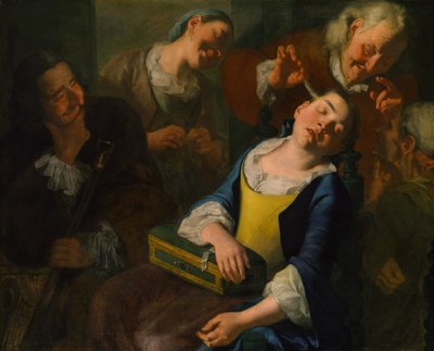 Prendere in giro una ragazza addormentata, ca. 1760 da Gaspare Traversi