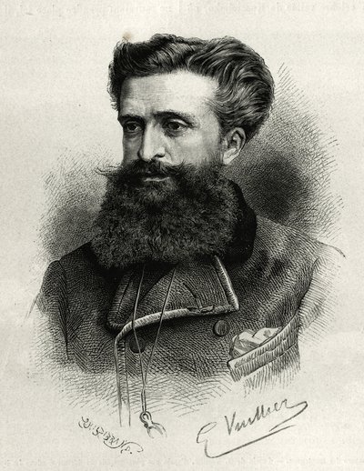 Ritratto del Dr. Gustave Lebon (1841-1931). Incisione di G.Vuillier, per illustrare la storia La Siria di oggi, di M.Lortet, decano della Facoltà di Medicina di Lione, incaricato di una missione scientifica dal Ministero dell