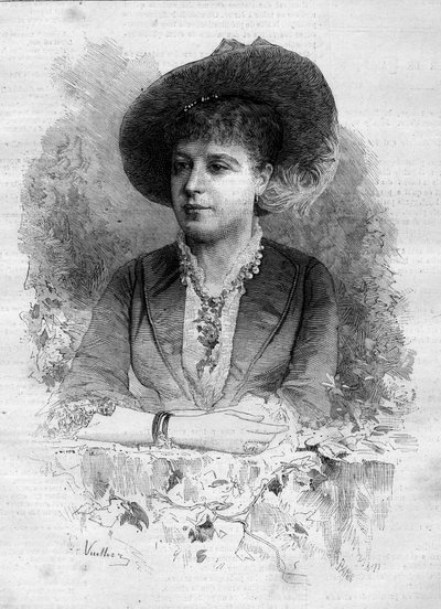 Ritratto di Rosita Mauri (1849-1923), ballerina classica spagnola. Incisione di Vuillier in 