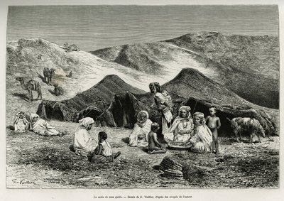 La nezla (parente) della mia guida. Incisione di G.Vuillier, per illustrare il Sahara algerino, di V.Largeau, nel 1874-1878, pubblicata in Le tour du monde, sotto la direzione di Edouard Charton (1807-1890) da Gaston Vuillier