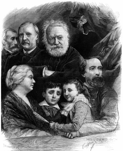 Victor Hugo (1802-1885) e i suoi parenti assistono alla seconda rappresentazione di "Le roi s