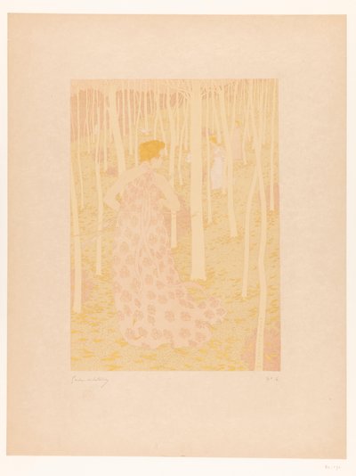 Donne a caccia in un bosco da Gaston de Latenay (signed by artist)