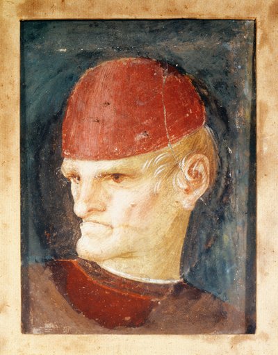 Italia, Varallo, Frammento di affresco di una testa da Gaudenzio Ferrari