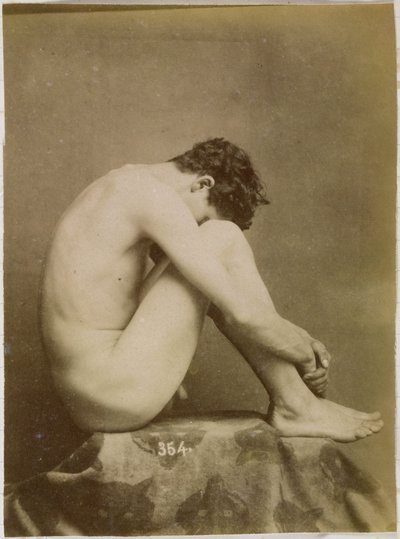 Studio di un modello maschile nudo, seduto con la testa sulle ginocchia, visto di lato da Gaudenzio Marconi (possibly)