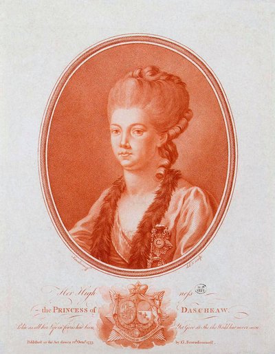 Ritratto della Principessa Yekaterina Romanovna Vorontsova-Dashkova 1743-1810, 1777 da Gavriil Ivanovich Skorodumov