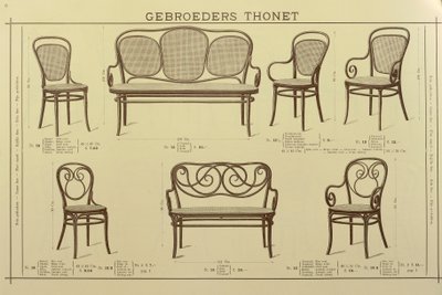 Catalogo di sedie e divani dei fratelli Thonet, disegno, Austria da Gebruder Thonet