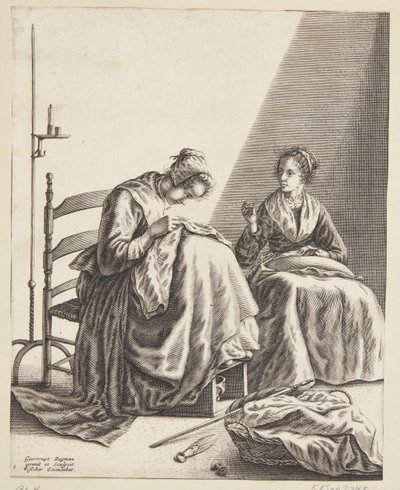 Due donne che cuciono da Geertruyt Roghman