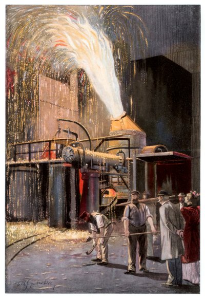Decarburazione della ghisa in un convertitore Bessemer, 1900 da Gehrke