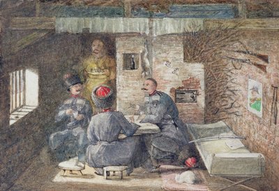 Interno di una capanna cosacca in Russia, 12 miglia a ovest di Kertch, 1855 da General E.W. Wray