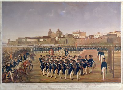 La fucilazione di Pantaleon German de Ribon e dei suoi 8 compagni a Cartagena il 24 febbraio 1816 da Generoso Jaspe