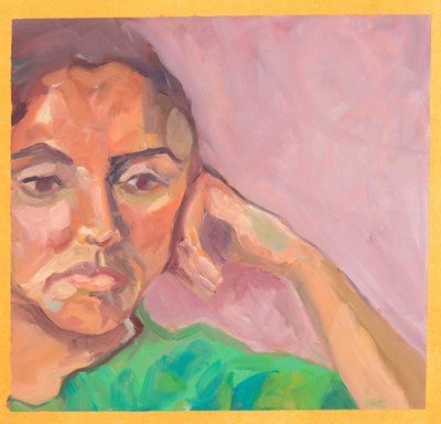 Ragazza in studio (olio su carta) da Genevieve French