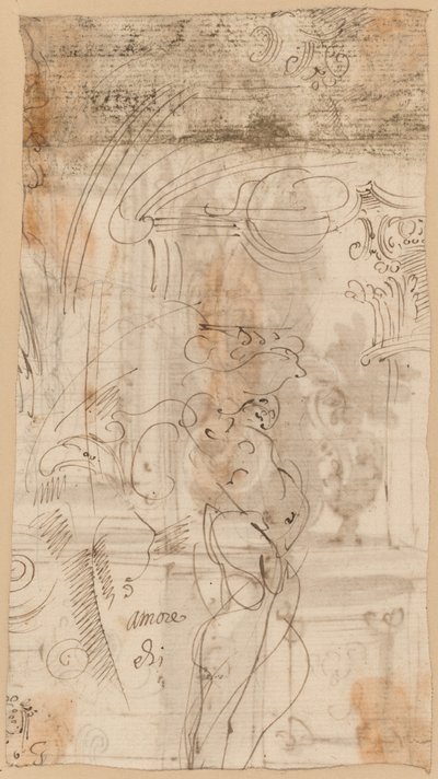 Studio architettonico con un Atlantide da Genoese 17th Century
