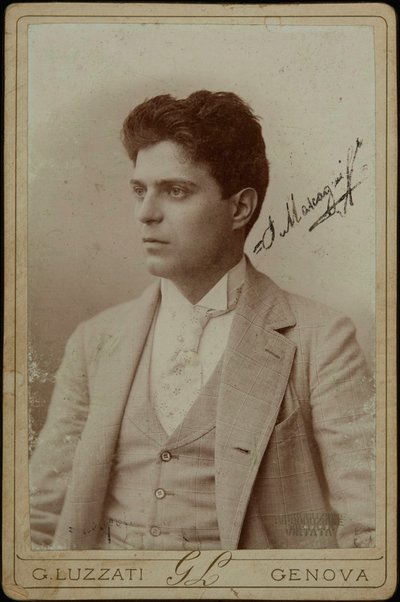 Ritratto del compositore Pietro Mascagni, c. 1890 da Genova . Photo studio Luzzati