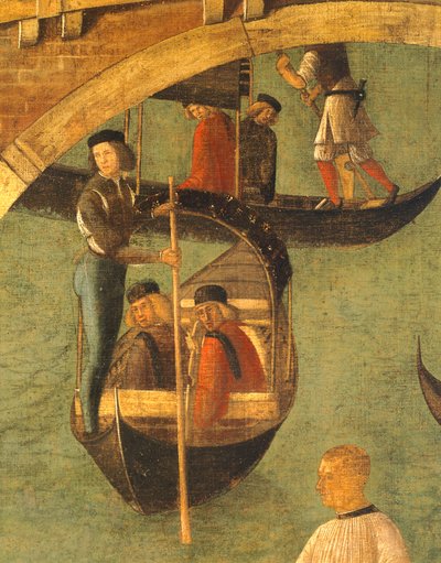 Miracolo della Croce al Ponte di San Lorenzo di Gentile Bellini (1429-1507), tempera su legno, dettaglio, circa 1500 da Gentile Bellini