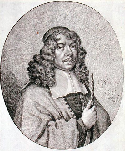 Ritratto di Gabriel Schutz (1585-1672) inciso da Johann Friedrich Leonart (1633-80) 1668 (incisione) da Georg (after) Strauch
