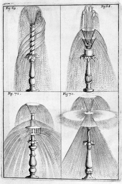 Design di una fontana ornamentale da Georg Andreas Bockler