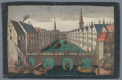 Veduta della Nikolaifleet di fronte alla Chiesa di San Nicola ad Amburgo (Prospect gegen St. Nicolai Kirche zu Hamburg) da Georg Balthasar Probst (possibly)