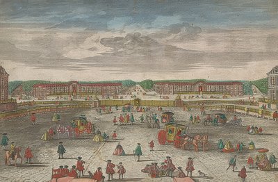 Vista delle stalle del castello di Versailles da Georg Balthasar Probst