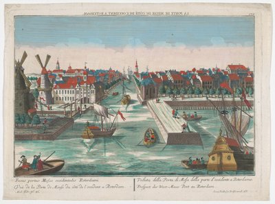 Veduta della Wester Nieuwe Hoofdpoort e della Ooster Nieuwe Hoofdpoort a Rotterdam da Georg Balthasar Probst