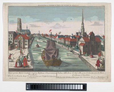 Veduta della Wester Oude Hoofdpoort e della Ooster Oude Hoofdpoort a Rotterdam da Georg Balthasar Probst