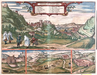 Alhambra - Montagne delle grotte di Masmoros - Granada, Spagna - in "Civitates Orbis Terrarum" di Georg Braun, Colonia 1617 da Georg Braun