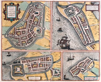 Bolsward, Stavoren, Harlingen e Hindelopen, Paesi Bassi - in "Civitates Orbis Terrarum" di Georg Braun, Colonia 1617 da Georg Braun