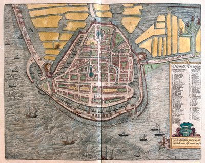 Enkhuizen, Paesi Bassi - in "Civitates Orbis Terrarum" di Georg Braun, Colonia 1617 da Georg Braun