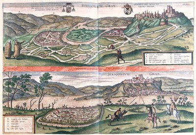 Esztergom, Ungheria - in "Civitates Orbis Terrarum" di Georg Braun, Colonia 1617 da Georg Braun