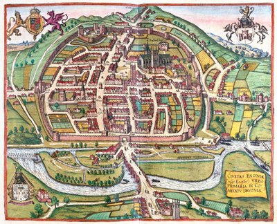 Exter, Inghilterra - in "Civitates Orbis Terrarum" di Georg Braun, Colonia 1617 da Georg Braun