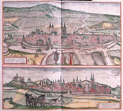 Halberstadt e Quedlinburg, Germania - in "Civitates Orbis Terrarum" di Georg Braun, Colonia 1617 da Georg Braun