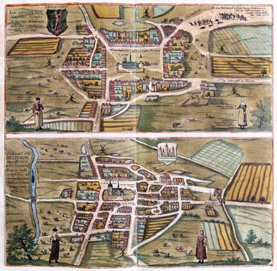 Heide e Meldorf, Germania - in "Civitates Orbis Terrarum" di Georg Braun, Colonia 1617 da Georg Braun