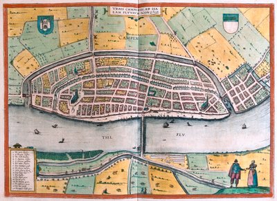 Kampen e il fiume Ysel, Paesi Bassi - in "Civitates Orbis Terrarum" di Georg Braun, Colonia 1617 da Georg Braun