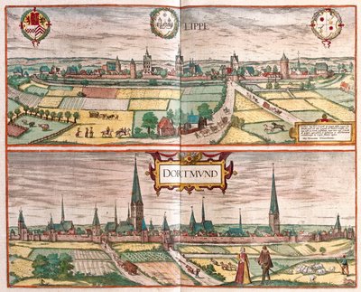 Lippe - Dortmud, Germania - in "Civitates Orbis Terrarum" di Georg Braun, Colonia 1617 da Georg Braun