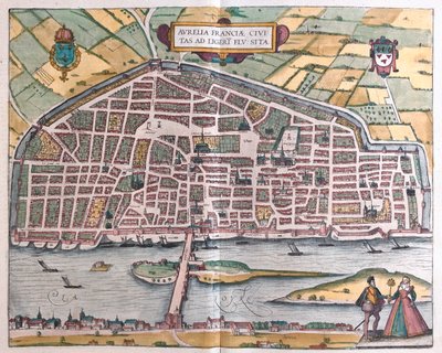 Orleans - Francia, in "Civitates Orbis Terrarum" di Georg Braun, Colonia 1617 da Georg Braun