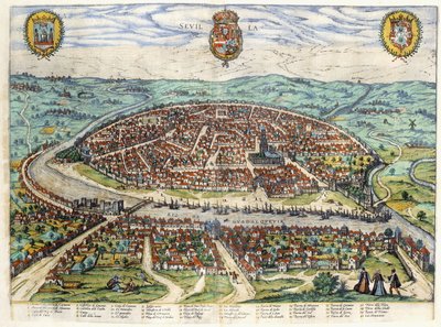 Piano e vista di Siviglia, 1579-1590 da Georg Braun