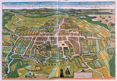 Pianta di Odense, Danimarca, in "Civitates Orbis Terrarum" di Georg Braun, Colonia 1617. da Georg Braun