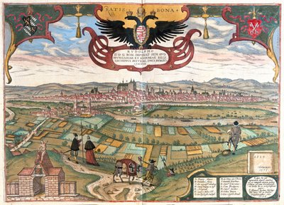 Ratisbona ( Imperatore Rodolfo II ), Germania - in "Civitates Orbis Terrarum" di Georg Braun, Colonia 1617 da Georg Braun