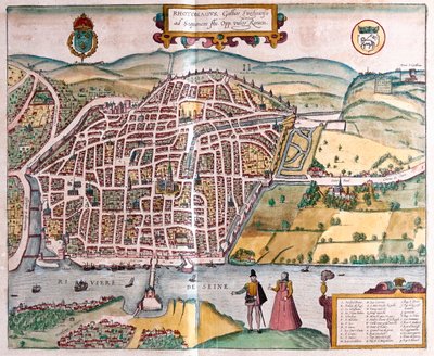 Rouen - Francia, in "Civitates Orbis Terrarum" di Georg Braun, Colonia 1617 da Georg Braun
