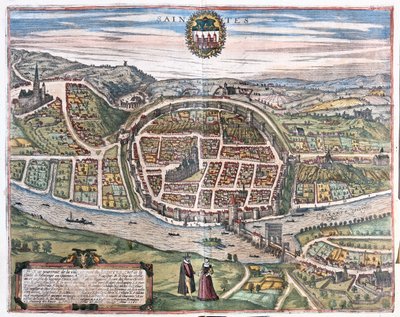 Saintes, Francia - in "Civitates Orbis Terrarum" di Georg Braun, Colonia 1617 da Georg Braun