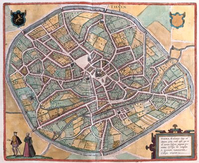 Tienen, Belgio, in "Civitates Orbis Terrarum" di Georg Braun, Colonia 1617 da Georg Braun