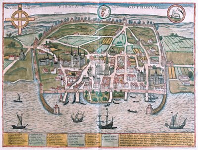 Visby, Isola di Gotland, Svezia - in "Civitates Orbis Terrarum" di Georg Braun, Colonia 1617 da Georg Braun